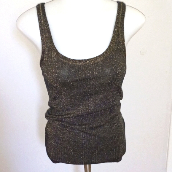 Ralph Lauren Blue Label Black and Gold Shimmer Tank Top Medium - Picture 1 of 6